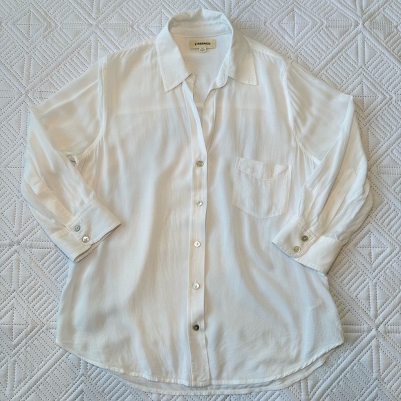 L'AGENCE Off White Button Down 3/4 Sleeve Shirt Size XS - Picture 1 of 8